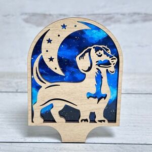 Dachshund Night Light Moon Stars Galaxy Plug In Wall Decor Handmade